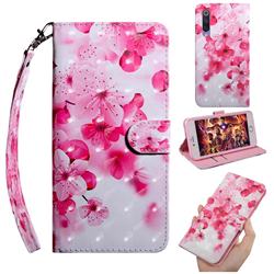 Peach Blossom 3D Painted Leather Wallet Case for Xiaomi Mi 9 SE