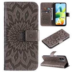 Embossing Sunflower Leather Wallet Case for Xiaomi Redmi A1 - Gray