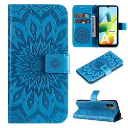 Embossing Sunflower Leather Wallet Case for Xiaomi Redmi A1 - Blue