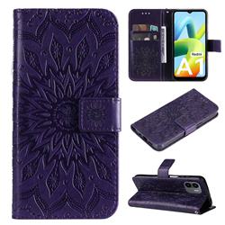 Embossing Sunflower Leather Wallet Case for Xiaomi Redmi A1 - Purple