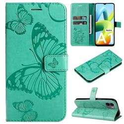 Embossing 3D Butterfly Leather Wallet Case for Xiaomi Redmi A1 - Green