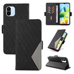 Grid Pattern Splicing Protective Wallet Case Cover for Xiaomi Redmi A1 - Black