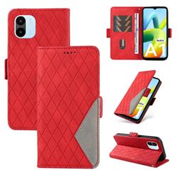 Grid Pattern Splicing Protective Wallet Case Cover for Xiaomi Redmi A1 - Red