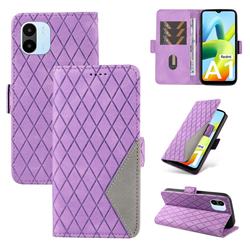 Grid Pattern Splicing Protective Wallet Case Cover for Xiaomi Redmi A1 - Purple
