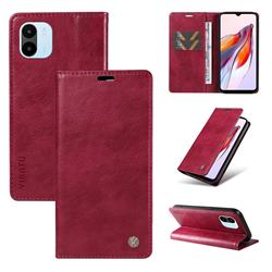 YIKATU Litchi Card Magnetic Automatic Suction Leather Flip Cover for Xiaomi Redmi A1 - Wine Red