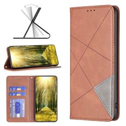 Prismatic Slim Magnetic Sucking Stitching Wallet Flip Cover for Xiaomi Redmi A1 Plus - Brown