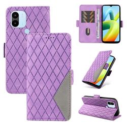 Grid Pattern Splicing Protective Wallet Case Cover for Xiaomi Redmi A1 Plus - Purple
