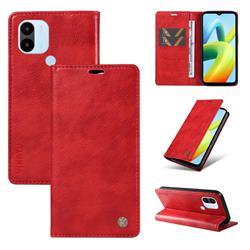 YIKATU Litchi Card Magnetic Automatic Suction Leather Flip Cover for Xiaomi Redmi A1 Plus - Bright Red