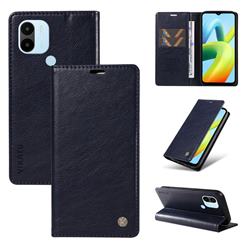 YIKATU Litchi Card Magnetic Automatic Suction Leather Flip Cover for Xiaomi Redmi A1 Plus - Navy Blue