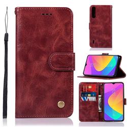 Luxury Retro Leather Wallet Case for Xiaomi Mi A3 - Wine Red