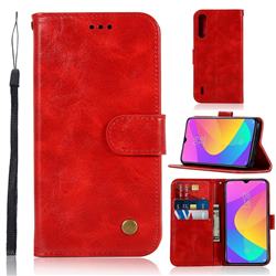 Luxury Retro Leather Wallet Case for Xiaomi Mi A3 - Red