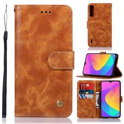 Luxury Retro Leather Wallet Case for Xiaomi Mi A3 - Golden