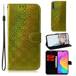 Laser Circle Shining Leather Wallet Phone Case for Xiaomi Mi A3 - Golden