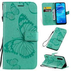 Embossing 3D Butterfly Leather Wallet Case for Xiaomi Mi A3 - Green