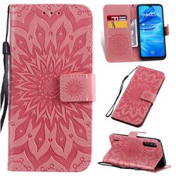 Embossing Sunflower Leather Wallet Case for Xiaomi Mi A3 - Pink