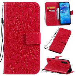 Embossing Sunflower Leather Wallet Case for Xiaomi Mi A3 - Red