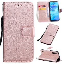 Embossing Sunflower Leather Wallet Case for Xiaomi Mi A3 - Rose Gold