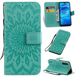 Embossing Sunflower Leather Wallet Case for Xiaomi Mi A3 - Green