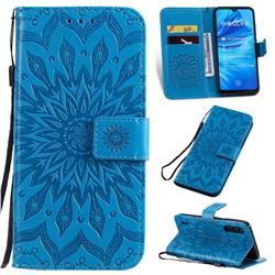 Embossing Sunflower Leather Wallet Case for Xiaomi Mi A3 - Blue