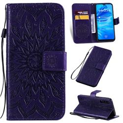 Embossing Sunflower Leather Wallet Case for Xiaomi Mi A3 - Purple