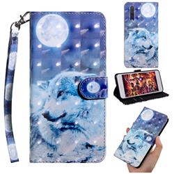 Moon Wolf 3D Painted Leather Wallet Case for Xiaomi Mi A3