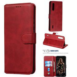 Retro Calf Matte Leather Wallet Phone Case for Xiaomi Mi A3 - Red