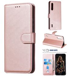 Retro Calf Matte Leather Wallet Phone Case for Xiaomi Mi A3 - Pink