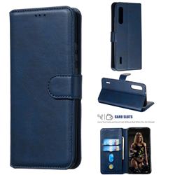 Retro Calf Matte Leather Wallet Phone Case for Xiaomi Mi A3 - Blue