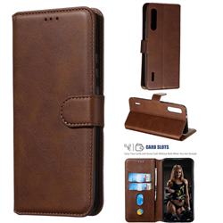 Retro Calf Matte Leather Wallet Phone Case for Xiaomi Mi A3 - Brown