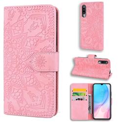 Retro Embossing Mandala Flower Leather Wallet Case for Xiaomi Mi A3 - Pink