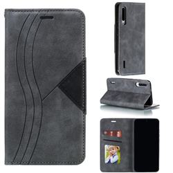 Retro S Streak Magnetic Leather Wallet Phone Case for Xiaomi Mi A3 - Gray