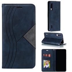 Retro S Streak Magnetic Leather Wallet Phone Case for Xiaomi Mi A3 - Blue