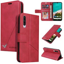 GQ.UTROBE Right Angle Silver Pendant Leather Wallet Phone Case for Xiaomi Mi A3 - Red