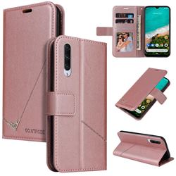 GQ.UTROBE Right Angle Silver Pendant Leather Wallet Phone Case for Xiaomi Mi A3 - Rose Gold