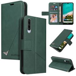 GQ.UTROBE Right Angle Silver Pendant Leather Wallet Phone Case for Xiaomi Mi A3 - Green