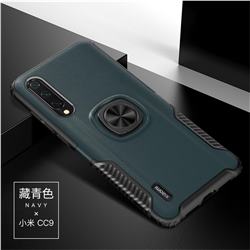 Knight Armor Anti Drop PC + Silicone Invisible Ring Holder Phone Cover for Xiaomi Mi CC9 (Mi CC9mt Meitu Edition) - Navy