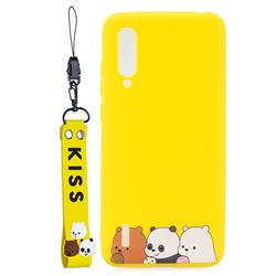 Yellow Bear Family Soft Kiss Candy Hand Strap Silicone Case for Xiaomi Mi CC9 (Mi CC9mt Meitu Edition)