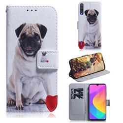 Pug Dog PU Leather Wallet Case for Xiaomi Mi CC9 (Mi CC9mt Meitu Edition)