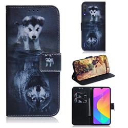 Wolf and Dog PU Leather Wallet Case for Xiaomi Mi CC9 (Mi CC9mt Meitu Edition)