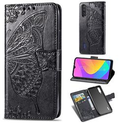 Embossing Mandala Flower Butterfly Leather Wallet Case for Xiaomi Mi CC9 (Mi CC9mt Meitu Edition) - Black