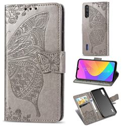 Embossing Mandala Flower Butterfly Leather Wallet Case for Xiaomi Mi CC9 (Mi CC9mt Meitu Edition) - Gray