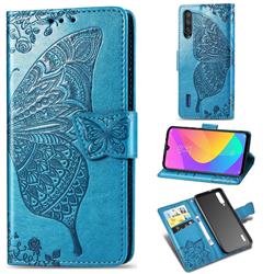 Embossing Mandala Flower Butterfly Leather Wallet Case for Xiaomi Mi CC9 (Mi CC9mt Meitu Edition) - Blue
