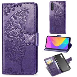 Embossing Mandala Flower Butterfly Leather Wallet Case for Xiaomi Mi CC9 (Mi CC9mt Meitu Edition) - Dark Purple