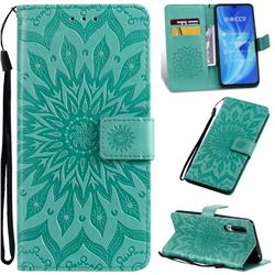 Embossing Sunflower Leather Wallet Case for Xiaomi Mi CC9 (Mi CC9mt Meitu Edition) - Green