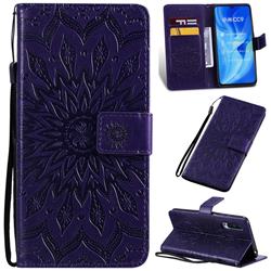 Embossing Sunflower Leather Wallet Case for Xiaomi Mi CC9 (Mi CC9mt Meitu Edition) - Purple