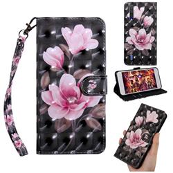 Black Powder Flower 3D Painted Leather Wallet Case for Xiaomi Mi CC9 (Mi CC9mt Meitu Edition)