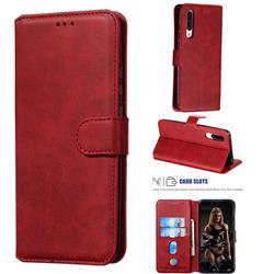 Retro Calf Matte Leather Wallet Phone Case for Xiaomi Mi CC9 (Mi CC9mt Meitu Edition) - Red