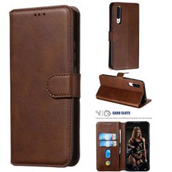Retro Calf Matte Leather Wallet Phone Case for Xiaomi Mi CC9 (Mi CC9mt Meitu Edition) - Brown