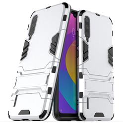 Armor Premium Tactical Grip Kickstand Shockproof Dual Layer Rugged Hard Cover for Xiaomi Mi CC9e - Silver