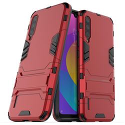Armor Premium Tactical Grip Kickstand Shockproof Dual Layer Rugged Hard Cover for Xiaomi Mi CC9e - Wine Red